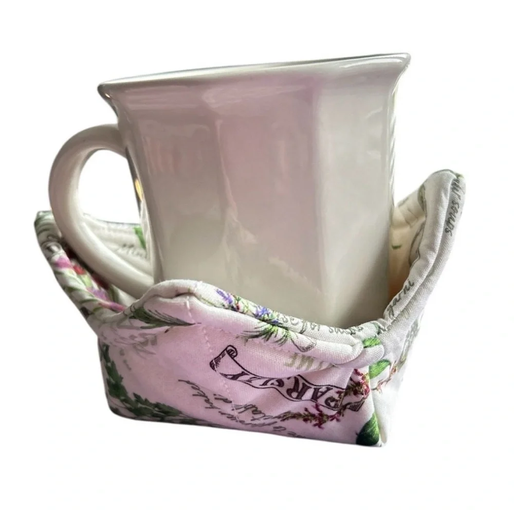 Hand Crafted Colorful Herb Garden Microwave Small Bowl Cozy 100% Cotton